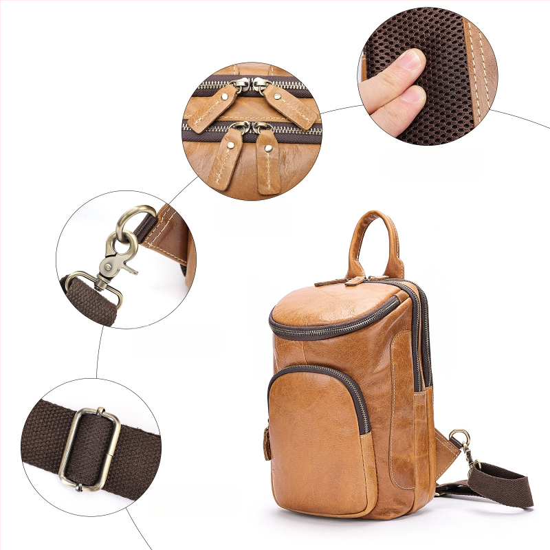 MAV ādas vīriešu krūšu somiņa, cilindriska forma, vienkrāsains raksts, poliesterā iekšpuse, nodilizturīga, paplašināma