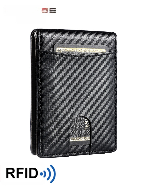 RFID apsaugos pinigų klipsas iš mikropluošto odos, anglies pluošto raštas, vasaros 2024 leidimas