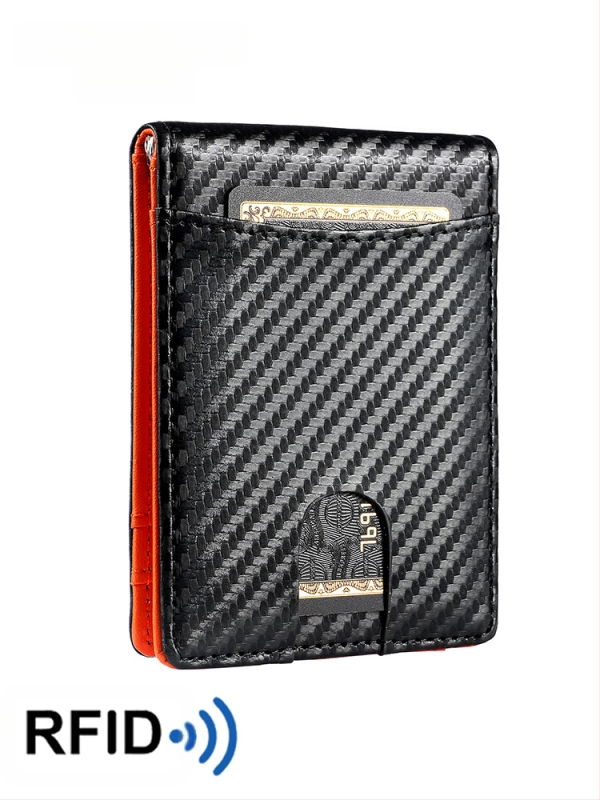RFID apsaugos pinigų klipsas iš mikropluošto odos, anglies pluošto raštas, vasaros 2024 leidimas