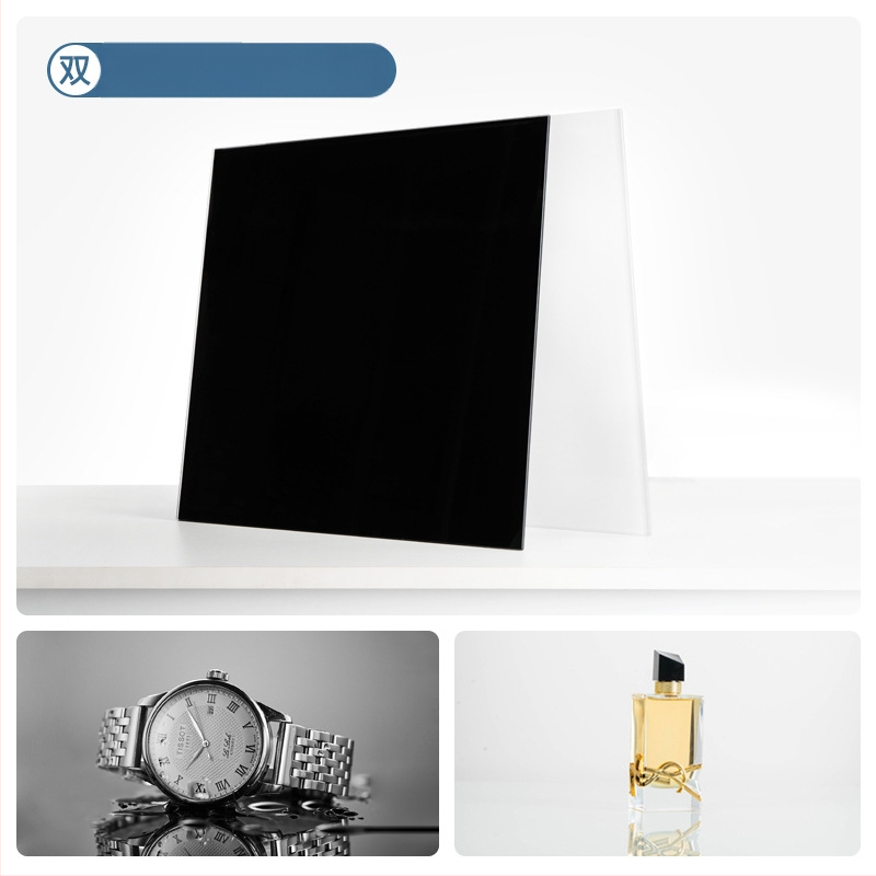 Πίνακας φόντου από θερμοσκληρυμένο γυαλί για φωτογράφηση προϊόντων; ανακλαστική επιφάνεια; βάρος 200–800 γρ.