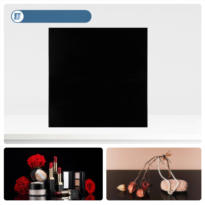 Πίνακας φόντου από θερμοσκληρυμένο γυαλί για φωτογράφηση προϊόντων; ανακλαστική επιφάνεια; βάρος 200–800 γρ.