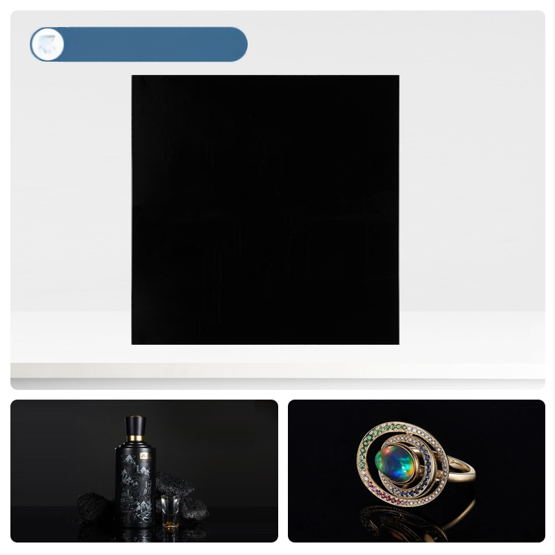 Πίνακας φόντου από θερμοσκληρυμένο γυαλί για φωτογράφηση προϊόντων; ανακλαστική επιφάνεια; βάρος 200–800 γρ.