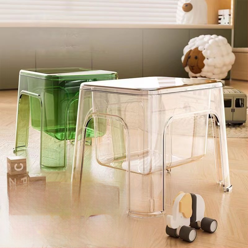 Съхранителна табуретка - Многофункционална пластмасова табуретка, 12L капацитет, 120 кг товароподемност, квадратна форма