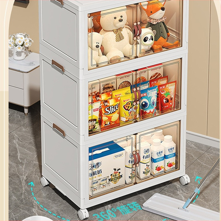 Шкаф за домашно съхранение – без монтаж, сгъваем и многослоен дизайн; пластмасов, 3 кг, за пода, модерен стил