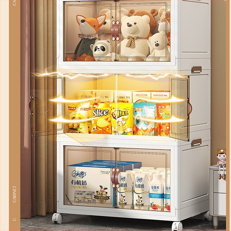 Шкаф за домашно съхранение – без монтаж, сгъваем и многослоен дизайн; пластмасов, 3 кг, за пода, модерен стил