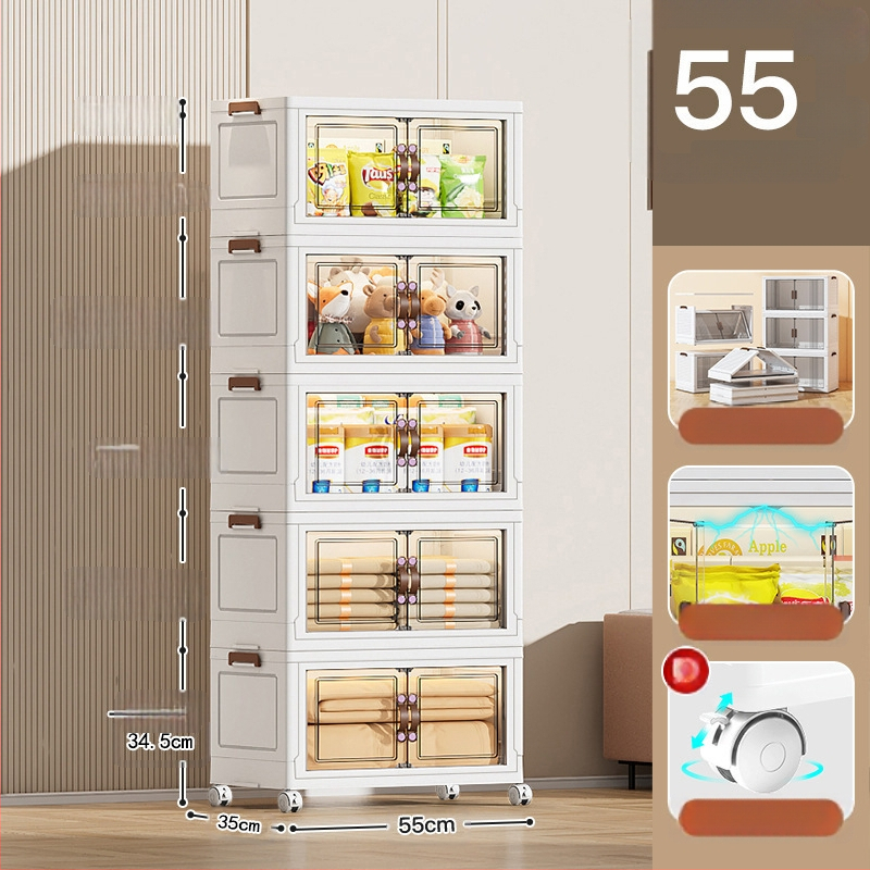 Шкаф за домашно съхранение – без монтаж, сгъваем и многослоен дизайн; пластмасов, 3 кг, за пода, модерен стил