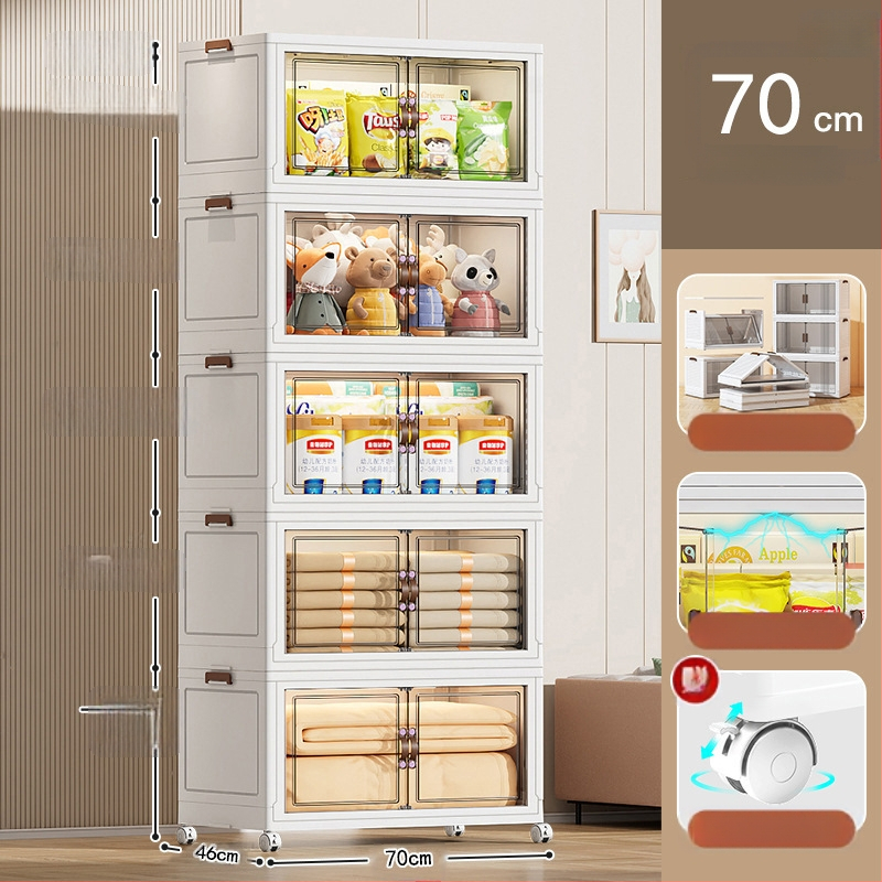 Шкаф за домашно съхранение – без монтаж, сгъваем и многослоен дизайн; пластмасов, 3 кг, за пода, модерен стил