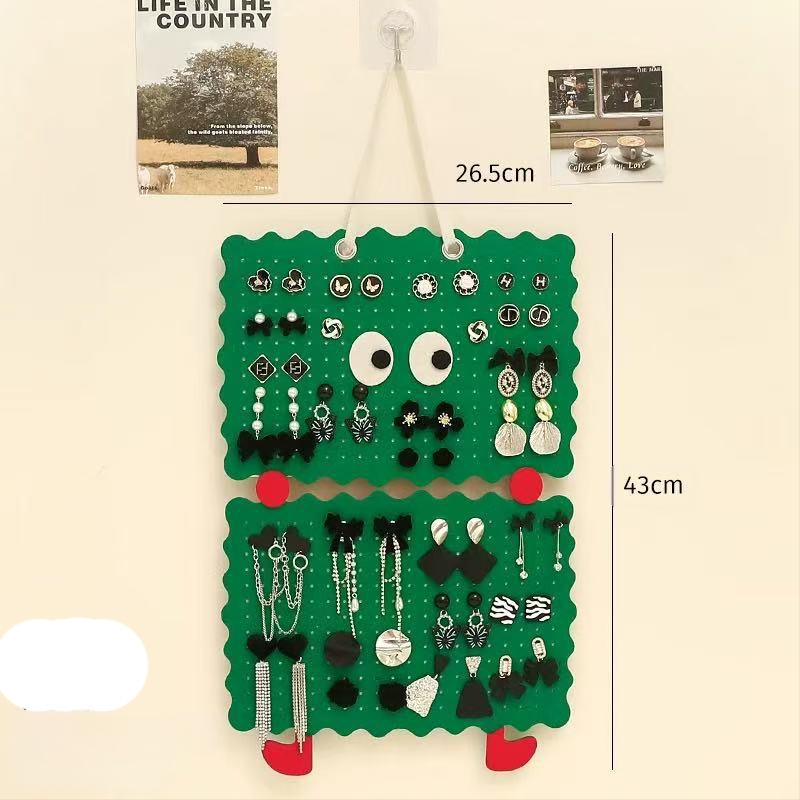 Rotaslietu izstādīšanas statīvs auskarām — filcs, sienas karājuma dizains, lāzera griešana, viens slānis, augstas klases stils