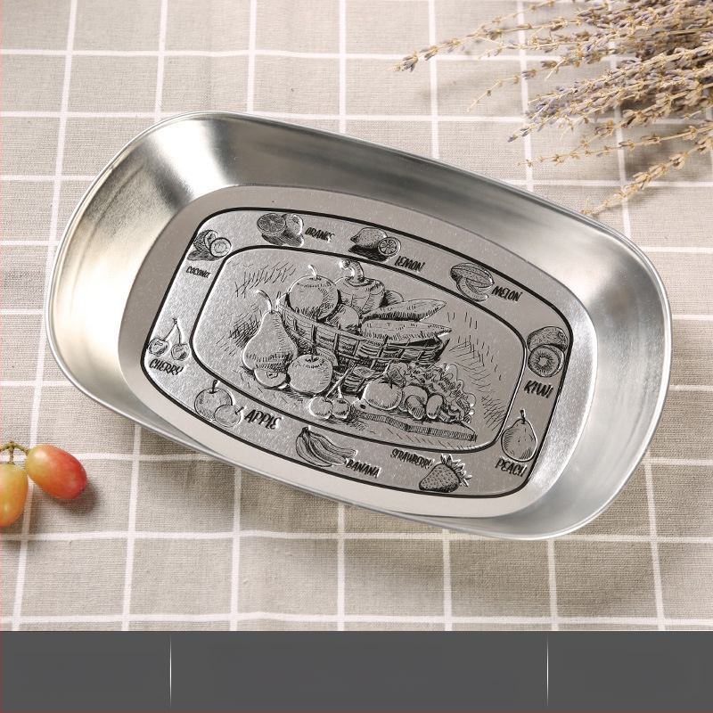 Къмпинг плодова чиния, преносима чиния от цинкова ламарина, ултралека метална чиния за пикник и барбекю, многофункционална