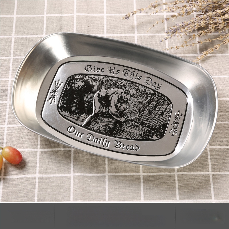 Къмпинг плодова чиния, преносима чиния от цинкова ламарина, ултралека метална чиния за пикник и барбекю, многофункционална