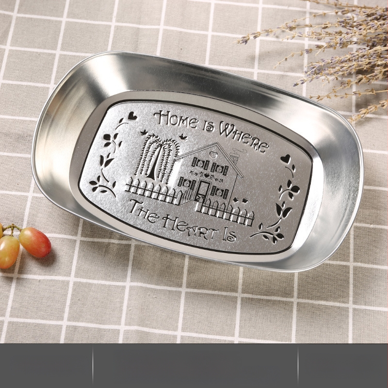 Къмпинг плодова чиния, преносима чиния от цинкова ламарина, ултралека метална чиния за пикник и барбекю, многофункционална