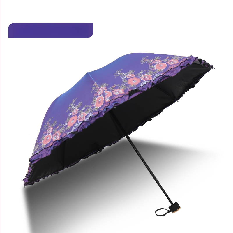 Sulankstomas retro skėtis nuo saulės ir lietaus – rankinis atidarymas, 8 plieniniai ribų rėmai, 190T audinys, UPF 40+