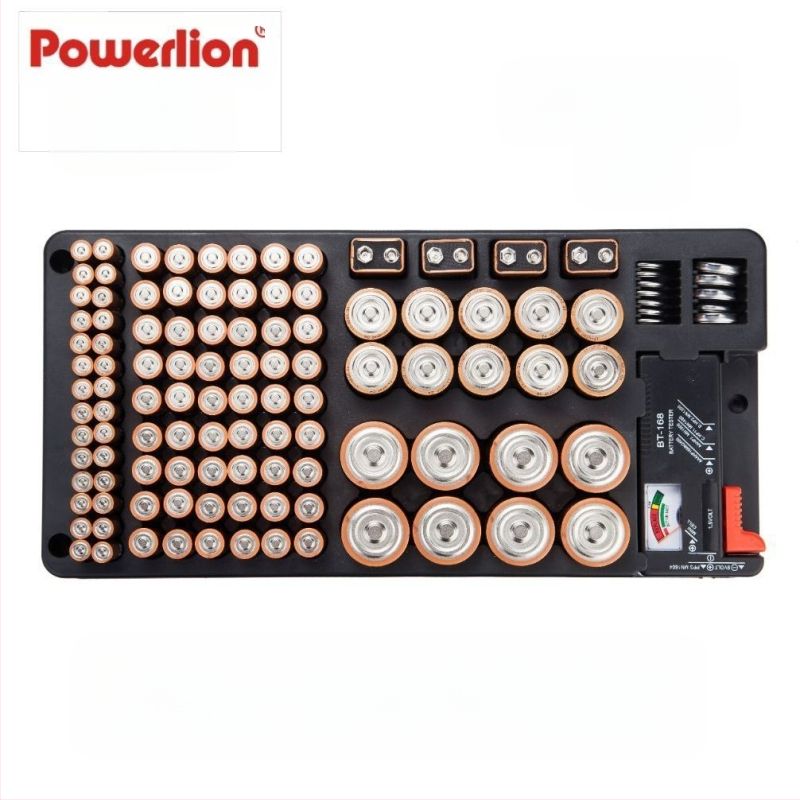 Кутия за съхранение на батерии с капак, 116 отделения, за батерийни клетки No.1, No.2, No.5, No.7 и 9V