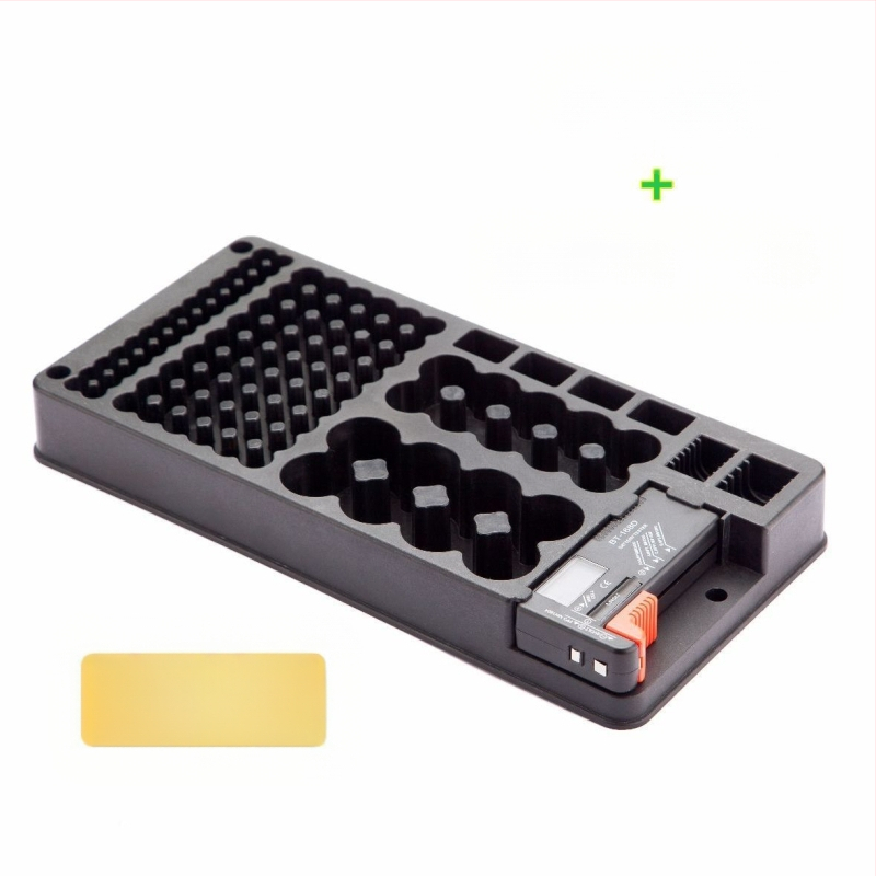 Кутия за съхранение на батерии с капак, 116 отделения, за батерийни клетки No.1, No.2, No.5, No.7 и 9V