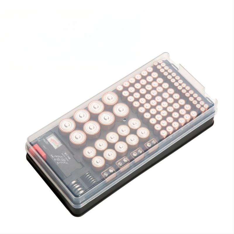 Кутия за съхранение на батерии с капак, 116 отделения, за батерийни клетки No.1, No.2, No.5, No.7 и 9V