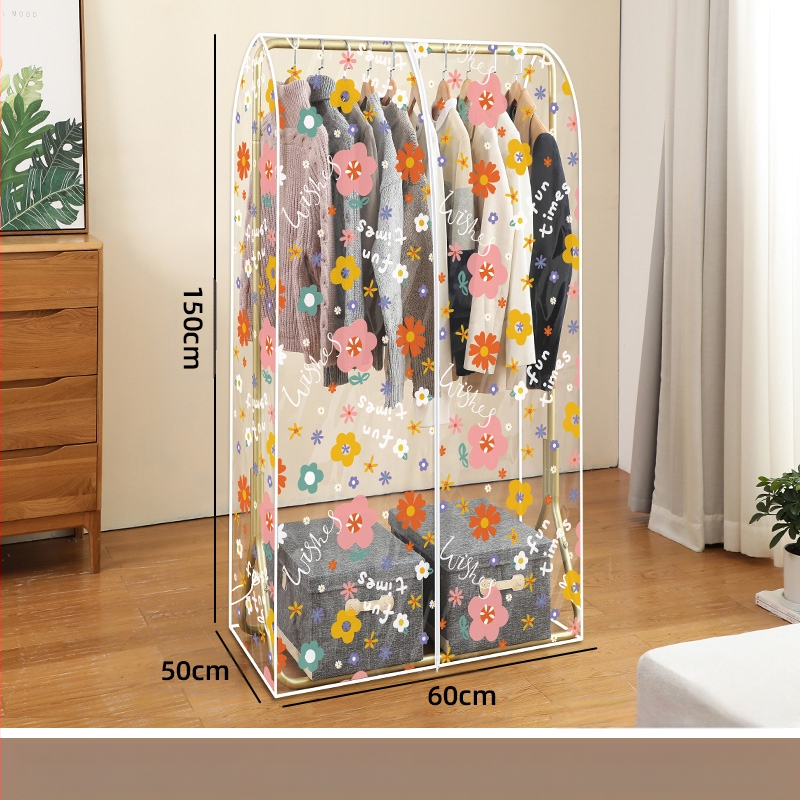 Stāvošs drēbju pakaramais ar putekļu aizsargājošu vāciņu un karāmo somu, pastoral stils, aizsardzība pret putekļiem