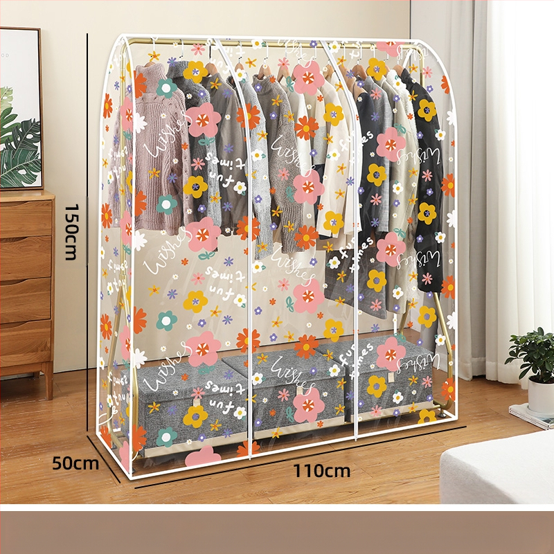 Stāvošs drēbju pakaramais ar putekļu aizsargājošu vāciņu un karāmo somu, pastoral stils, aizsardzība pret putekļiem