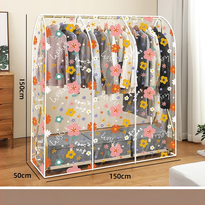 Stāvošs drēbju pakaramais ar putekļu aizsargājošu vāciņu un karāmo somu, pastoral stils, aizsardzība pret putekļiem