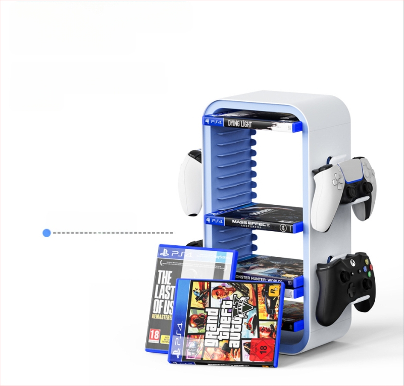 Στήριγμα δίσκων Xbox και PS5, πλαίσιο αποθήκευσης από μπαμπού, μοντέλο KP06, συμπαγές ράφι δίσκων, βάρος 1059 g