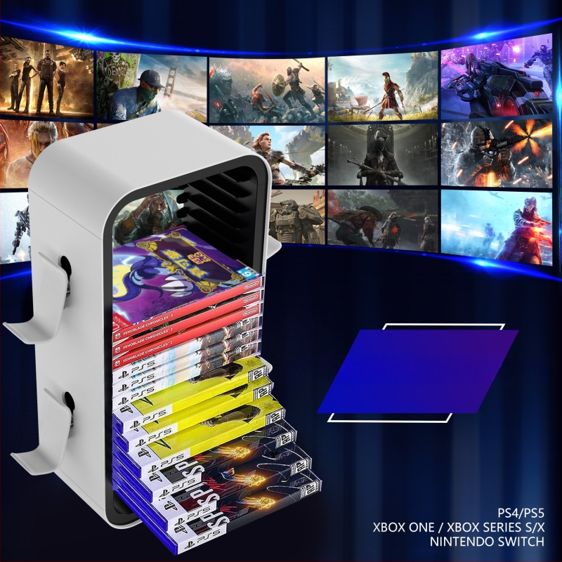 Στήριγμα δίσκων Xbox και PS5, πλαίσιο αποθήκευσης από μπαμπού, μοντέλο KP06, συμπαγές ράφι δίσκων, βάρος 1059 g