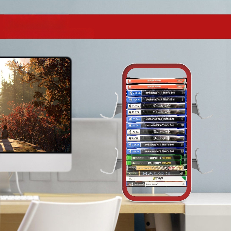 Στήριγμα δίσκων Xbox και PS5, πλαίσιο αποθήκευσης από μπαμπού, μοντέλο KP06, συμπαγές ράφι δίσκων, βάρος 1059 g