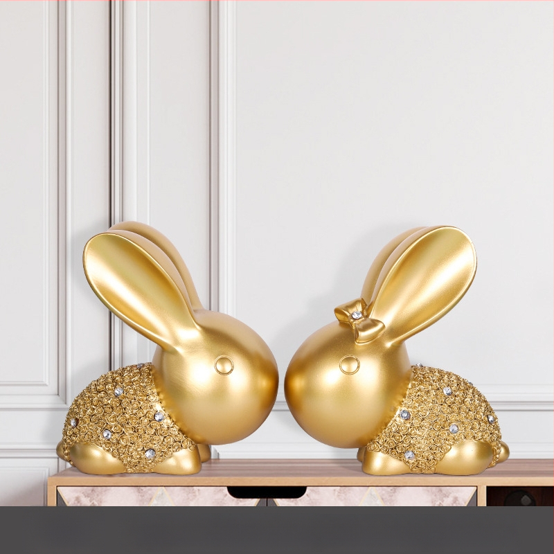 Ζεύγος διακοσμητικών λαγουδάκιων από ρητίνη, Baishun Craft – μοντέρνο μινιμαλιστικό διακοσμητικό για το σπίτι