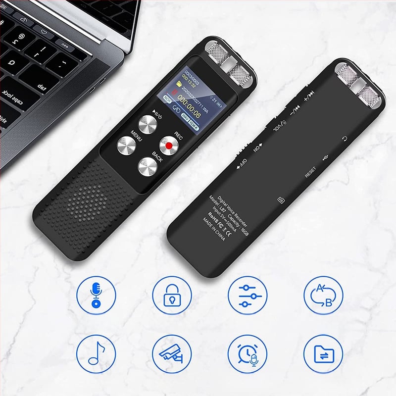 Φορητός καταγραφέας ήχου Aomago L87-1 για φοιτητές και επιχειρηματικές συναντήσεις – MP3/WAV, χρόνος εγγραφής 2400, TF κάρτα, USB 2.0, έγχρωμη οθόνη