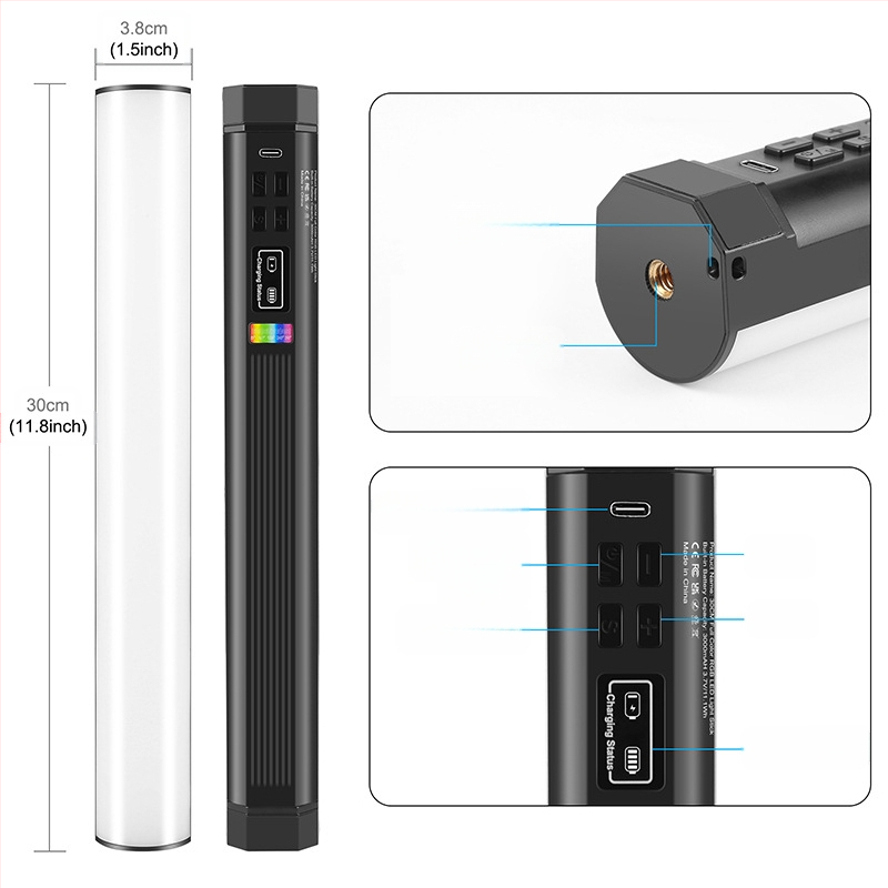 LED осветление за фотография и стрийминг на живо, преносимо RGB запълващо светило, модел PU4134, Puluz/Fat Cow, пластмасов корпус, тегло 0.576 кг, година 2022