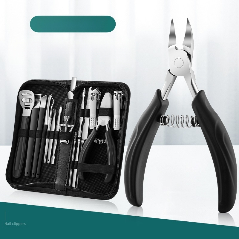 Комплект за маникюр и педикюр с щипки за извити нокти и инструмент за врастнал нокът — Sharp blade, пластмаса + неръждаема стомана, универсален