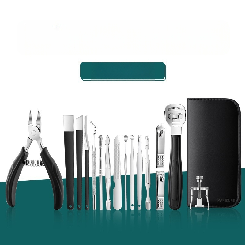Комплект за маникюр и педикюр с щипки за извити нокти и инструмент за врастнал нокът — Sharp blade, пластмаса + неръждаема стомана, универсален