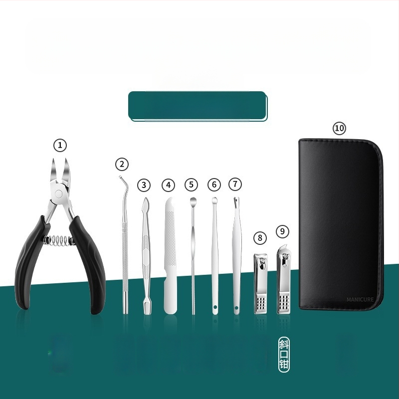 Комплект за маникюр и педикюр с щипки за извити нокти и инструмент за врастнал нокът — Sharp blade, пластмаса + неръждаема стомана, универсален