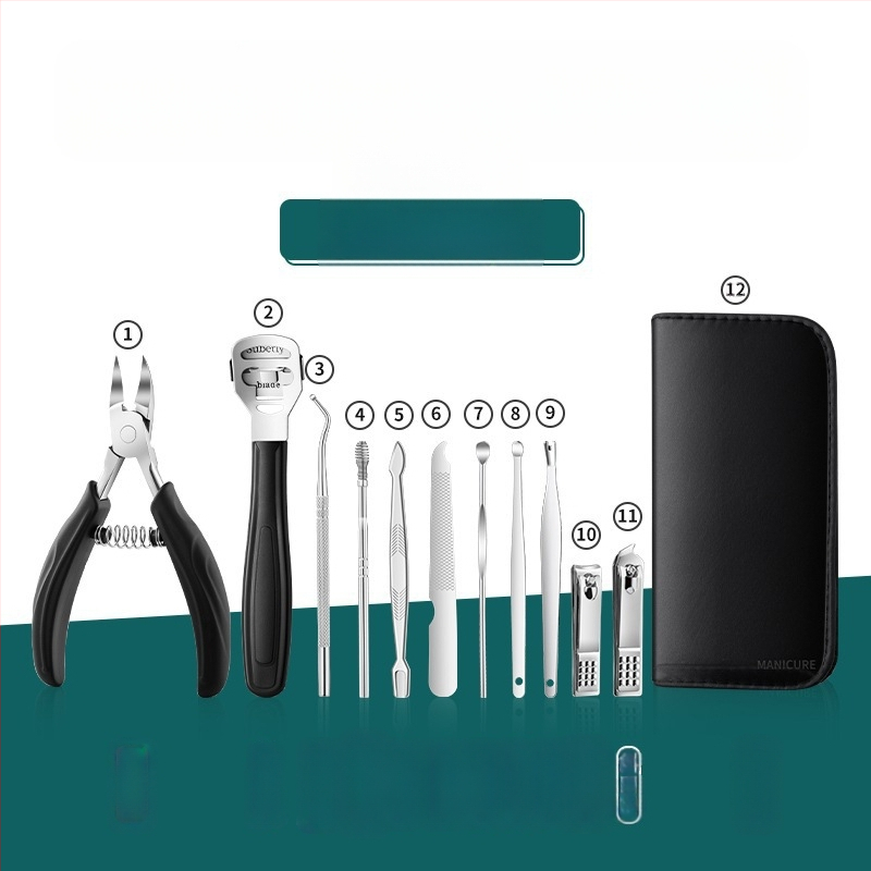 Комплект за маникюр и педикюр с щипки за извити нокти и инструмент за врастнал нокът — Sharp blade, пластмаса + неръждаема стомана, универсален