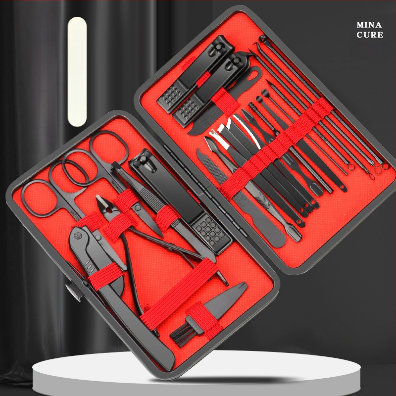 Σετ εργαλείων περιποίησης νυχιών – 24 τεμάχια, από ατσάλι άνθρακα και ανοξείδωτο ατσάλι, αρχείο νεκρού δέρματος, εργαλεία κοπής νυχιών