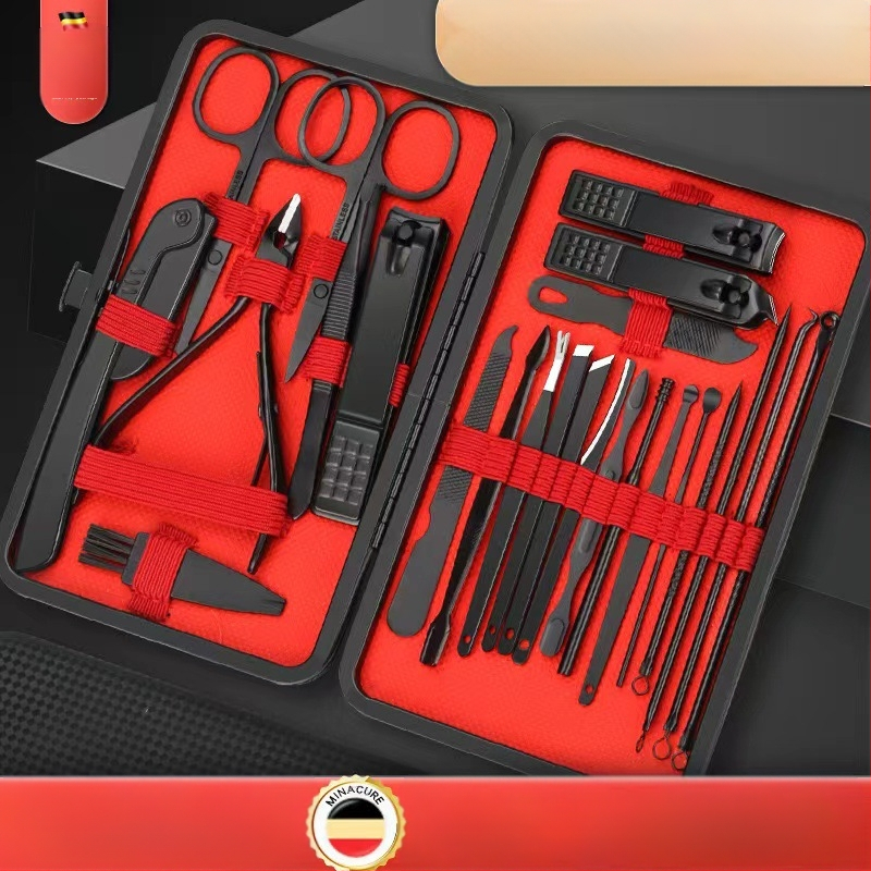 Σετ εργαλείων περιποίησης νυχιών – 24 τεμάχια, από ατσάλι άνθρακα και ανοξείδωτο ατσάλι, αρχείο νεκρού δέρματος, εργαλεία κοπής νυχιών