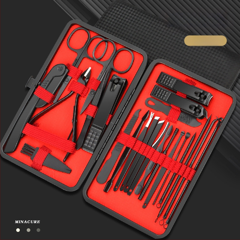 Σετ εργαλείων περιποίησης νυχιών – 24 τεμάχια, από ατσάλι άνθρακα και ανοξείδωτο ατσάλι, αρχείο νεκρού δέρματος, εργαλεία κοπής νυχιών