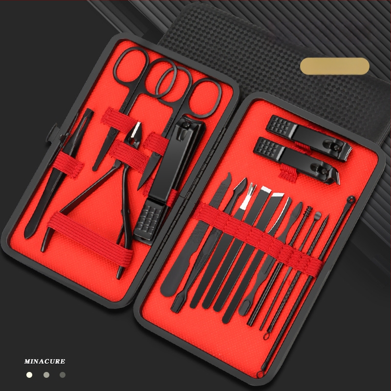 Σετ εργαλείων περιποίησης νυχιών – 24 τεμάχια, από ατσάλι άνθρακα και ανοξείδωτο ατσάλι, αρχείο νεκρού δέρματος, εργαλεία κοπής νυχιών