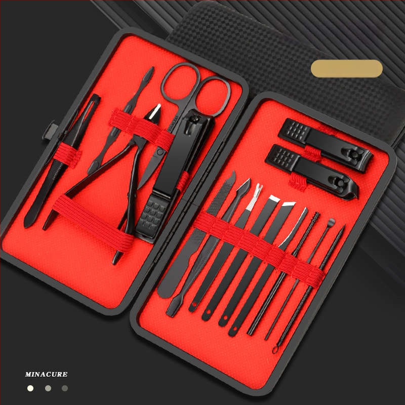 Σετ εργαλείων περιποίησης νυχιών – 24 τεμάχια, από ατσάλι άνθρακα και ανοξείδωτο ατσάλι, αρχείο νεκρού δέρματος, εργαλεία κοπής νυχιών