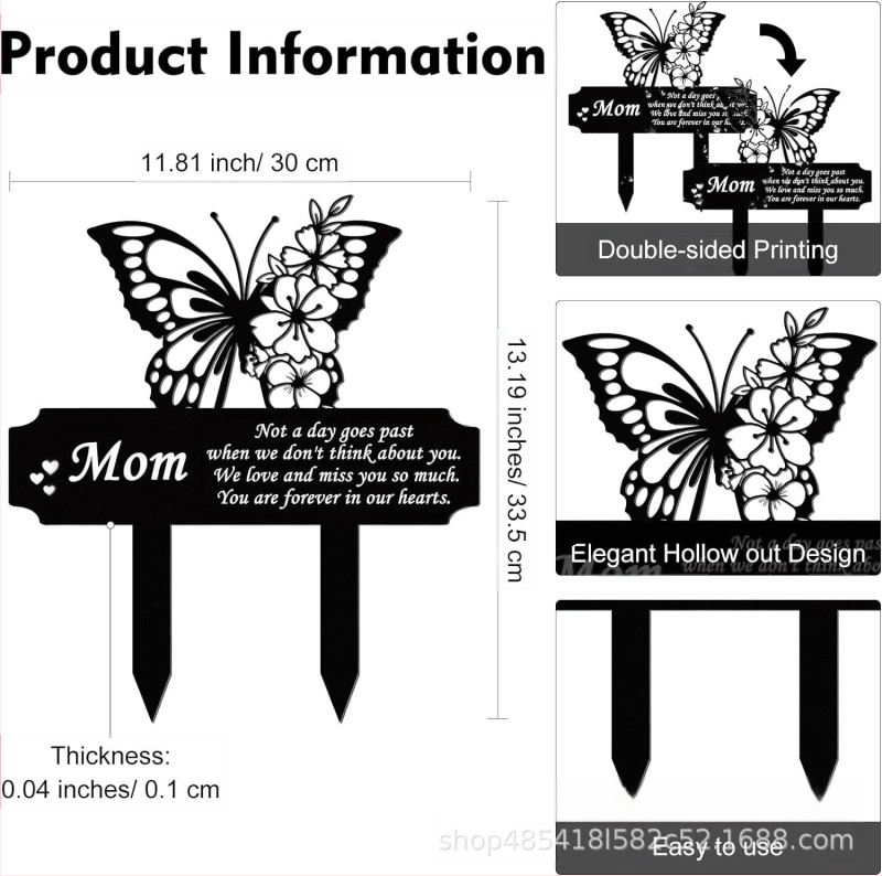 Метален мемориален стълб за гробище, за дома и градината; индивидуално опакован в PP торба