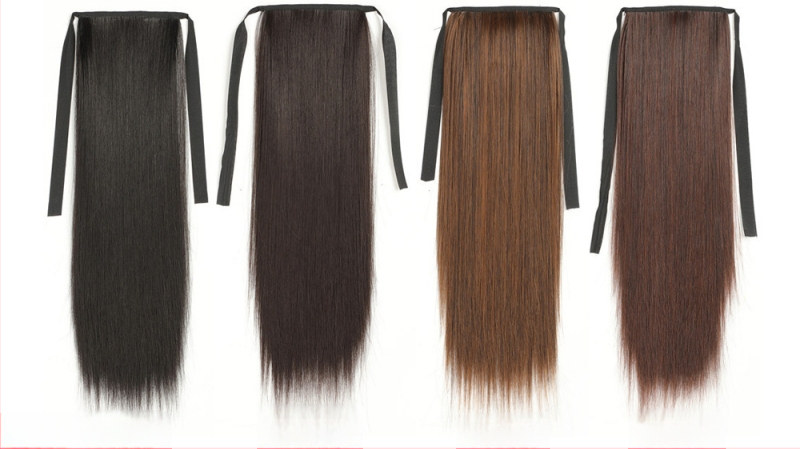 Parūka ar asti — divkārša aste, garas taisnas matu, sintētiskas šķiedras, augstas temperatūras izturība, nav krāsojama