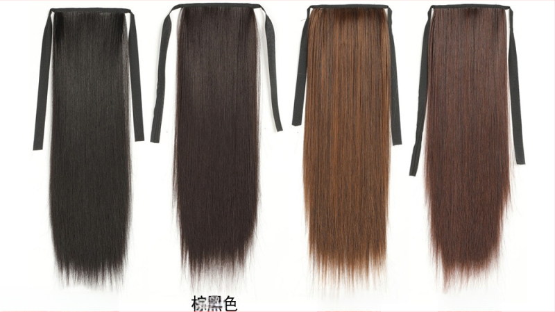 Parūka ar asti — divkārša aste, garas taisnas matu, sintētiskas šķiedras, augstas temperatūras izturība, nav krāsojama