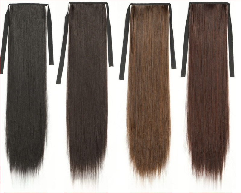 Parūka ar asti — divkārša aste, garas taisnas matu, sintētiskas šķiedras, augstas temperatūras izturība, nav krāsojama