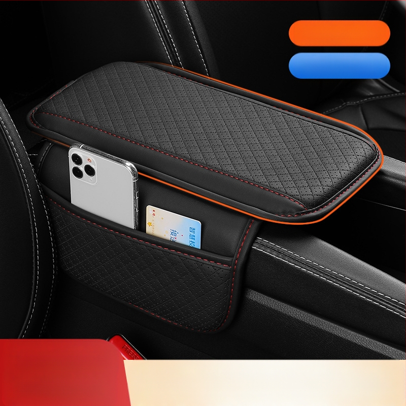 Кожена подложка за подлакътник на автомобил, универсална за централна конзола, дишаща мрежеста конструкция, страничен джоб, персонализирано производство