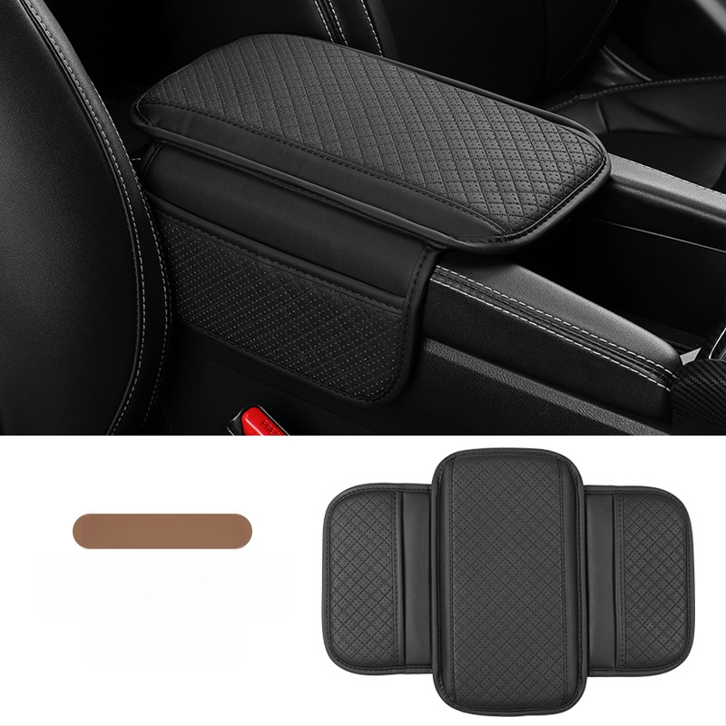 Кожена подложка за подлакътник на автомобил, универсална за централна конзола, дишаща мрежеста конструкция, страничен джоб, персонализирано производство