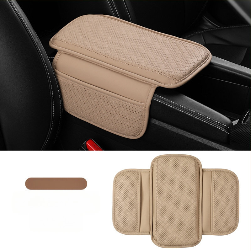 Кожена подложка за подлакътник на автомобил, универсална за централна конзола, дишаща мрежеста конструкция, страничен джоб, персонализирано производство
