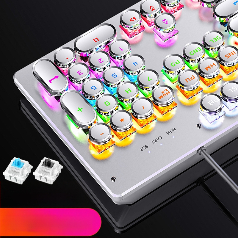 Silver Carving 104 klavišų laidinė mechaninė klaviatūra su keičiamaisiais jungikliais, 1,6 m kabelis