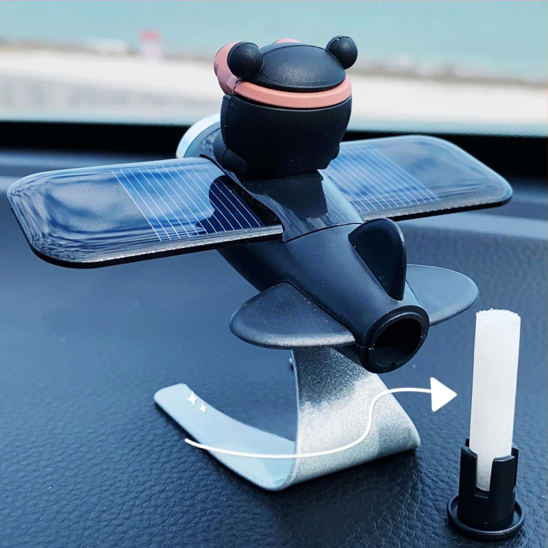 Automobilių kvapų difuzorius su saulės energija varomu pasukamu lėktuvo dizainu, vidaus dekoras, gėlėtas kvapas, kvapo šalinimas