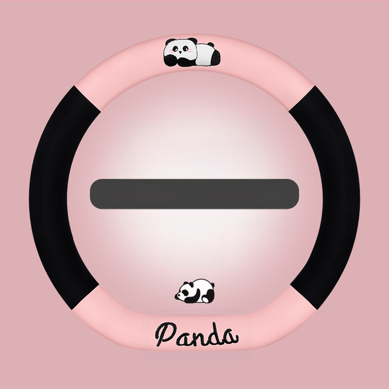Automobilio vairas dangtelis - universalus; dirbtinis pliušas audinys; panda dizainas; žiemai; neslidus