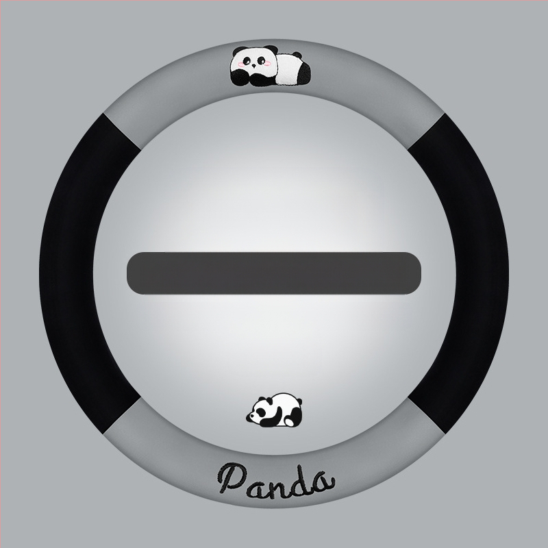 Automobilio vairas dangtelis - universalus; dirbtinis pliušas audinys; panda dizainas; žiemai; neslidus