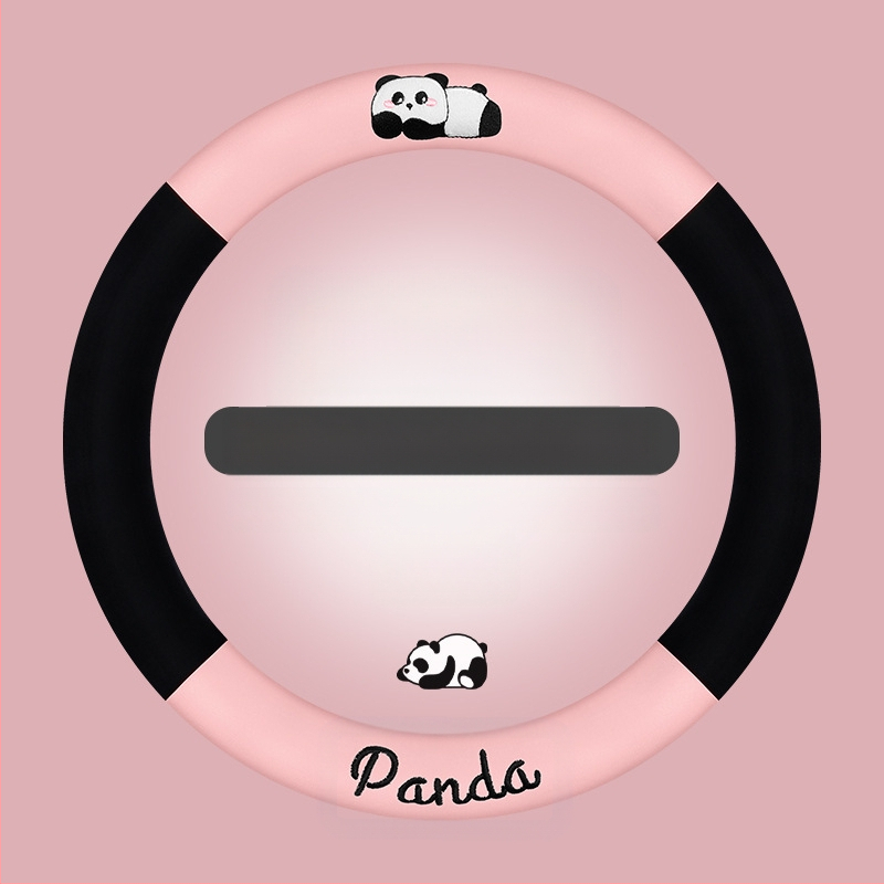 Automobilio vairas dangtelis - universalus; dirbtinis pliušas audinys; panda dizainas; žiemai; neslidus