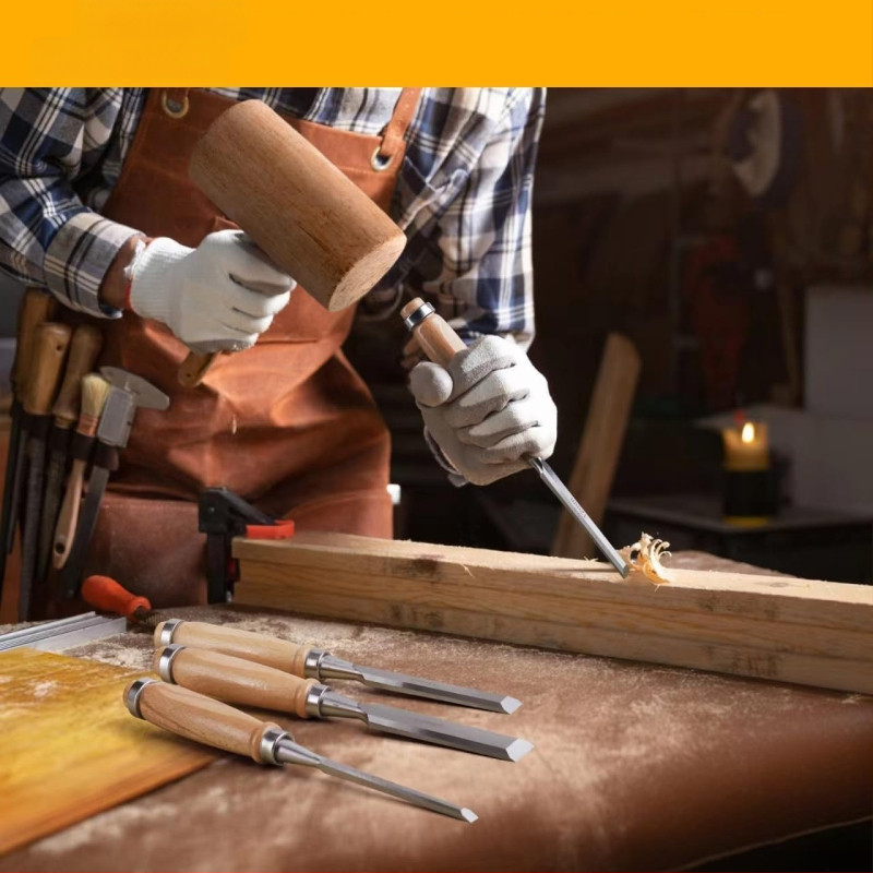 Σεμι-κυκλικό καλέμι ξυλουργικής, σετ 4 τεμάχια, κεφαλή από εργαλειακό χάλυβα, ξύλινο χερούλι, κυκλικό σχήμα κεφαλής για ξυλογλυπτική